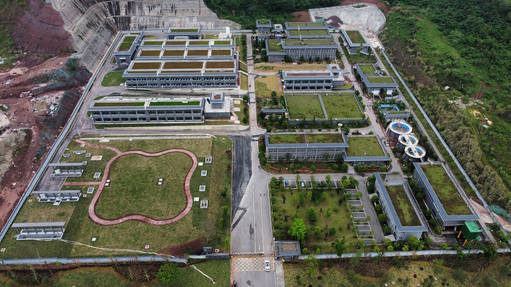 璧山区城市新区水厂鸟瞰图。重庆市水利局供图